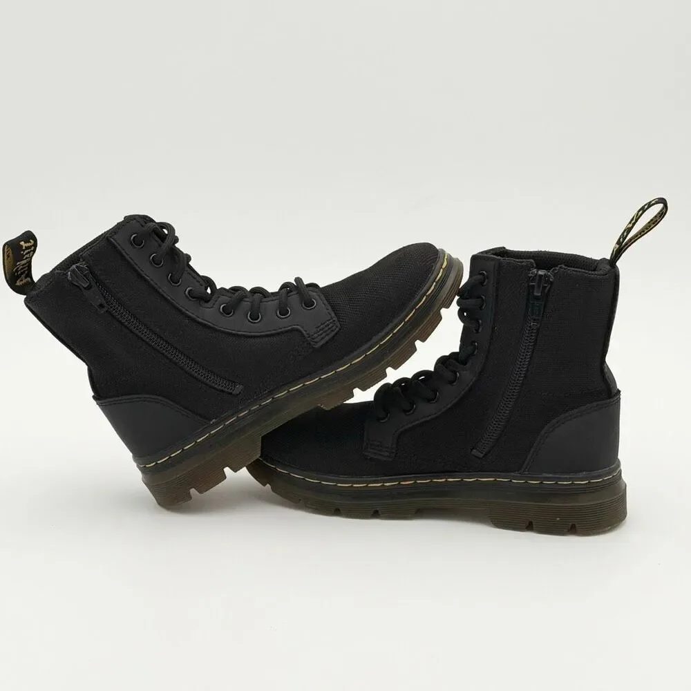 Dr. Martens Docs Combs Junior Boots Side Zip Canvas and Leather Lace Up - Kids U